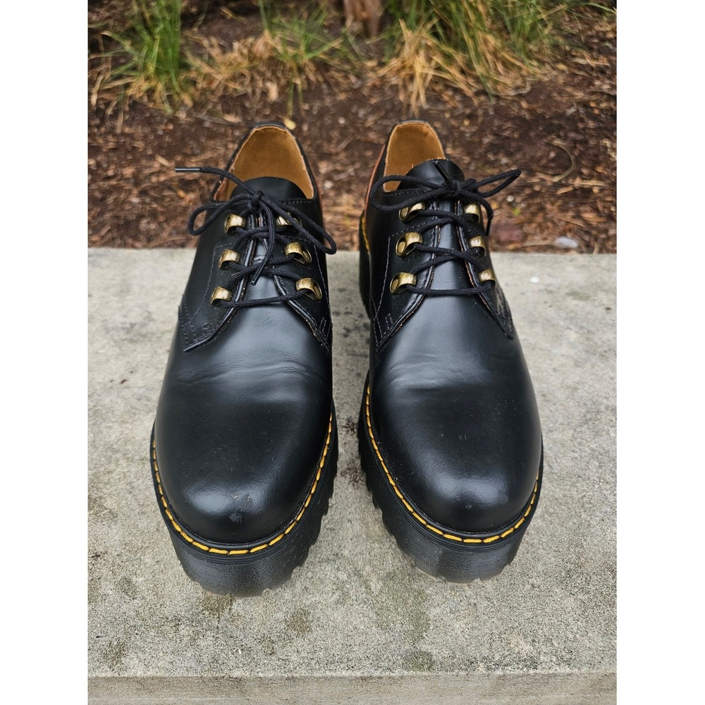 Dr. Martens Leona Lo Women 11 Black Leather Platform Oxford Lug Sole Goth Punk ~ - Picture 3 of 10